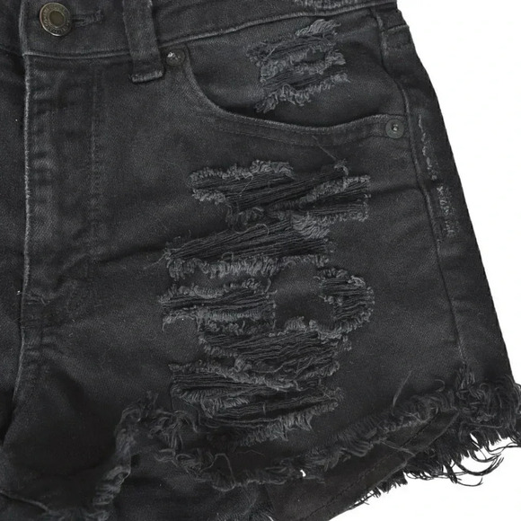 American Eagle Vintage Hi-Rise Festival Jean Shorts Distressed Size  0 - Picture 3 of 13